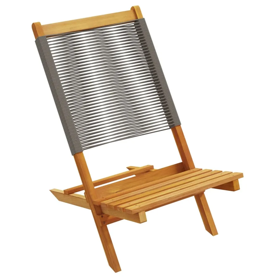 Chaises de jardin lot de 2 gris bois d'acacia et polypropylène - 4