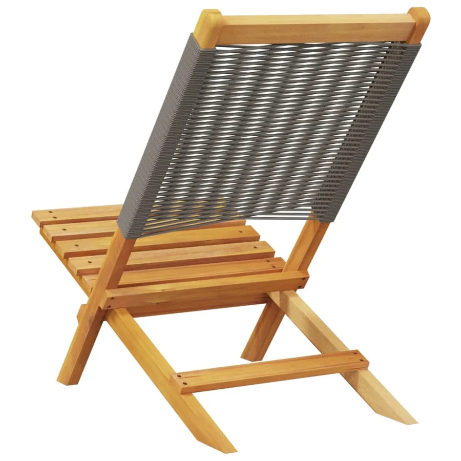 Chaises de jardin lot de 2 gris bois d'acacia et polypropylène - 7