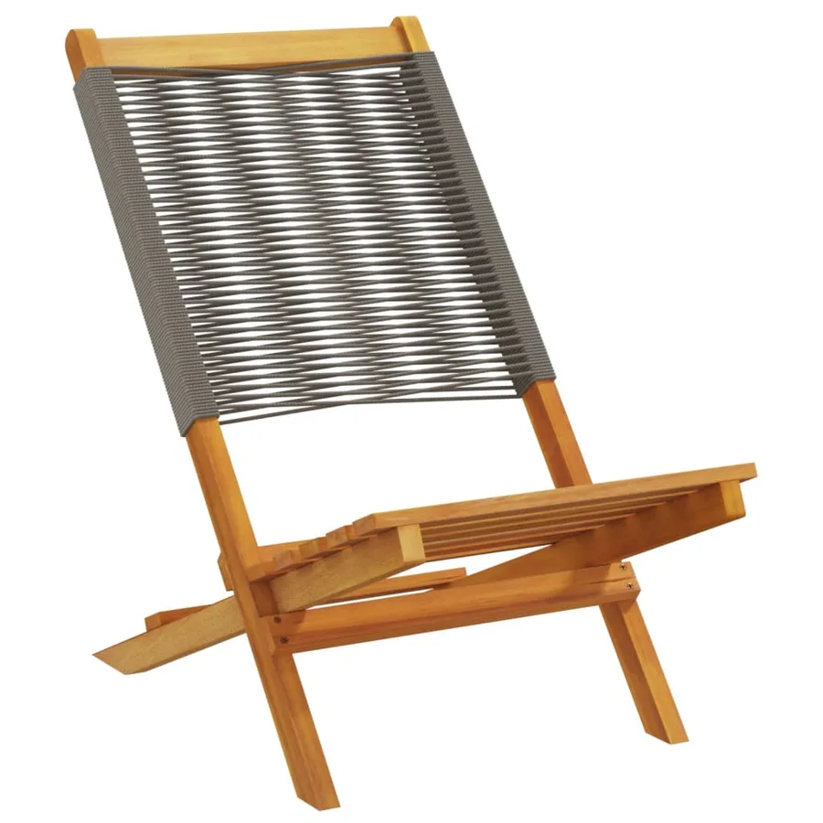Chaises de jardin pliables lot de 6 gris bois d'acacia massif - 3