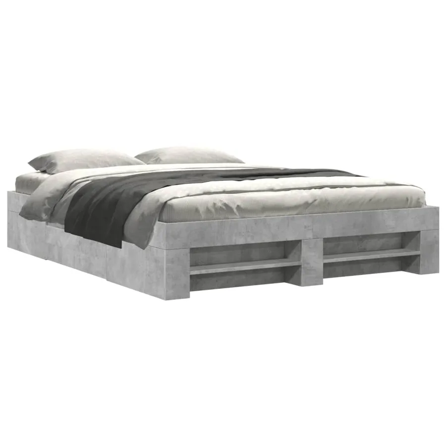 Cadre de lit sans matelas gris béton 150x200 cm bois ingénierie - 2