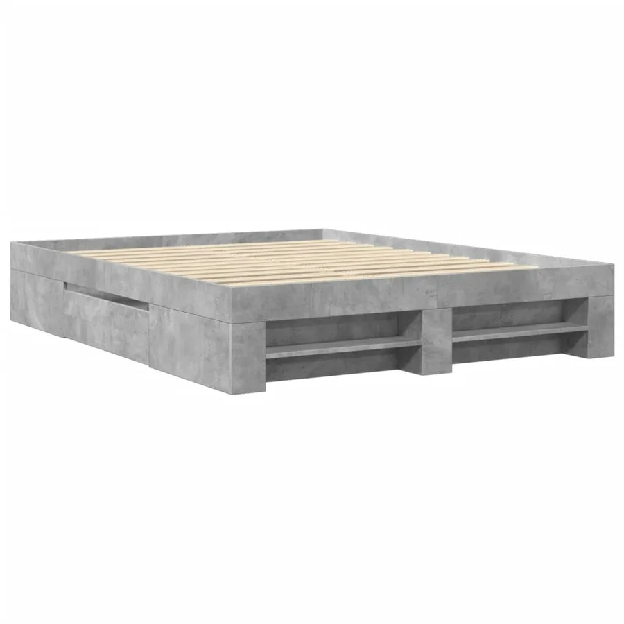 Cadre de lit sans matelas gris béton 150x200 cm bois ingénierie - 3