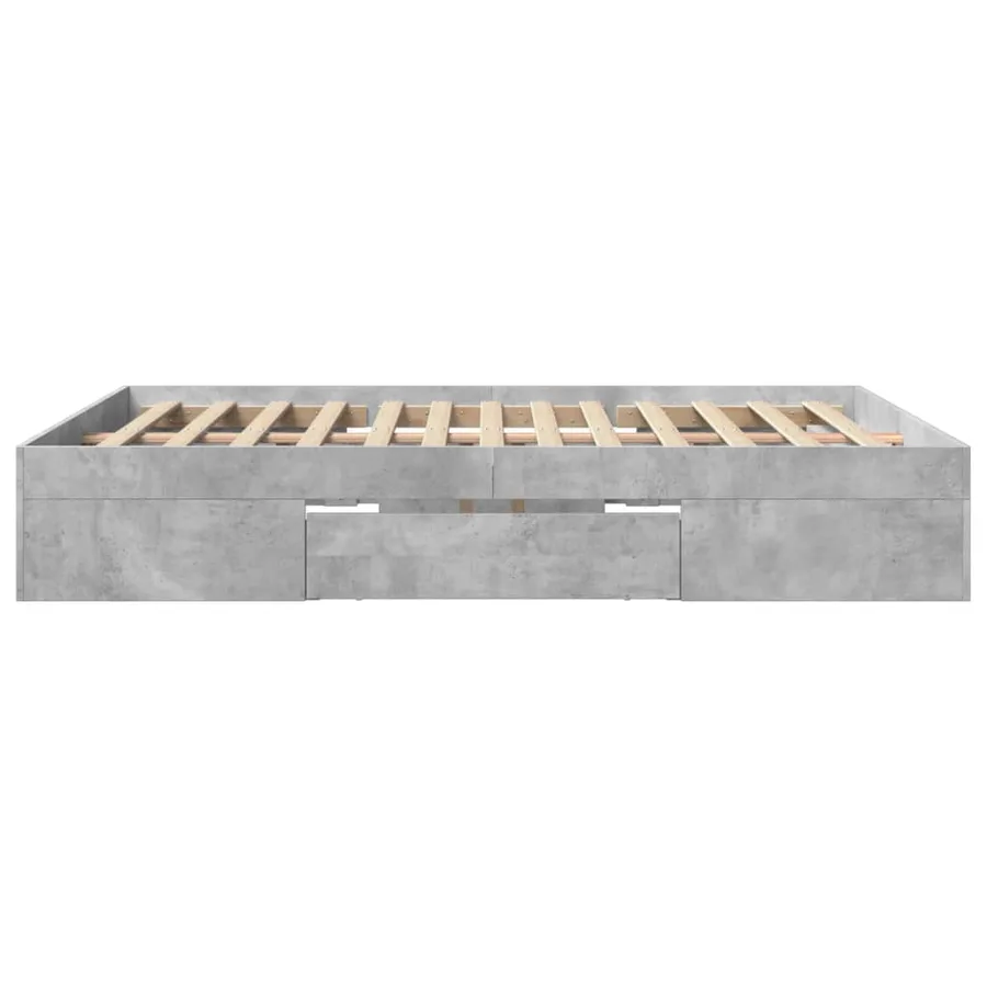 Cadre de lit sans matelas gris béton 150x200 cm bois ingénierie - 6