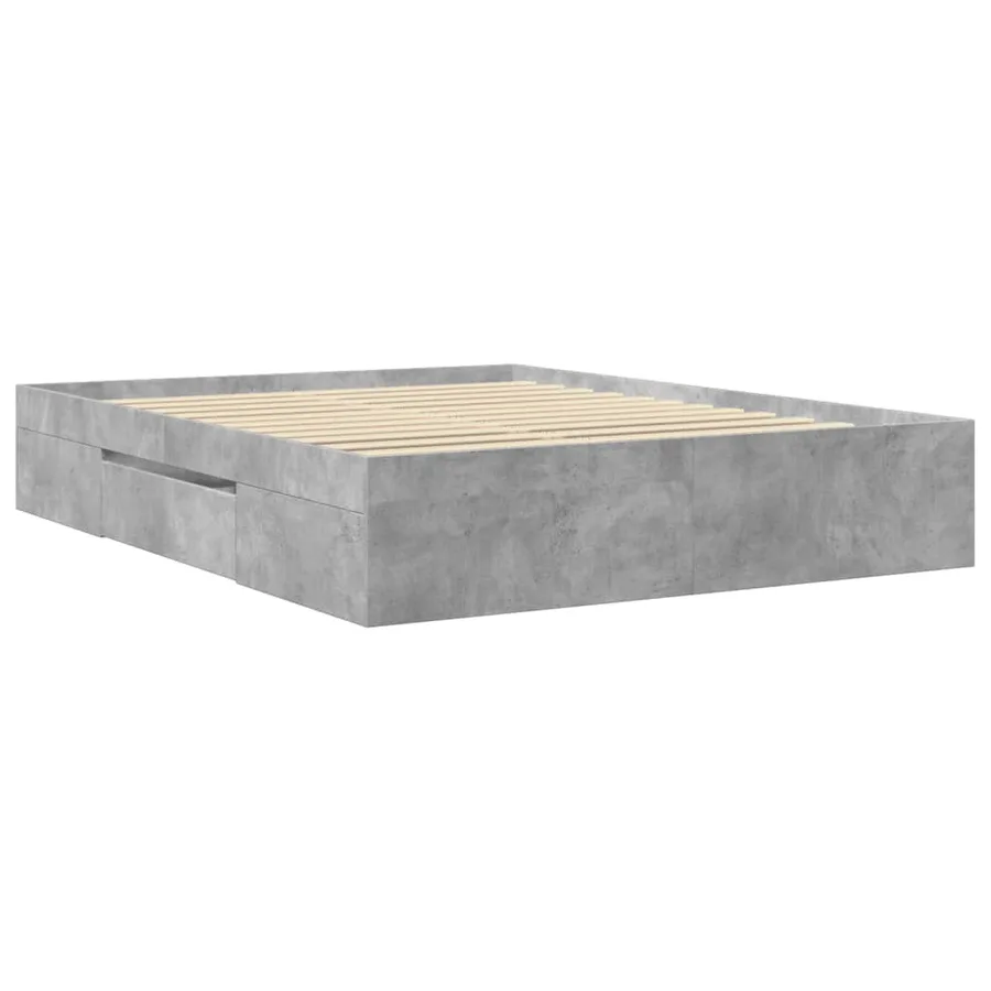 Cadre de lit sans matelas gris béton 150x200 cm bois ingénierie - 7