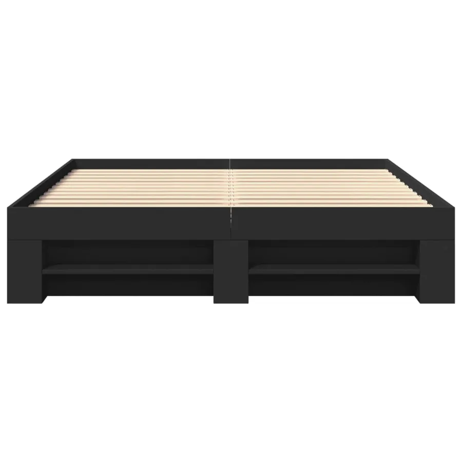 Cadre de lit sans matelas noir 150x200 cm bois d'ingénierie - 5