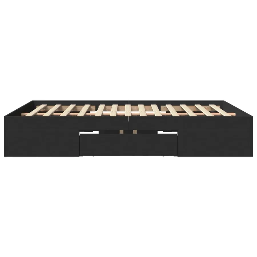 Cadre de lit sans matelas noir 150x200 cm bois d'ingénierie - 6
