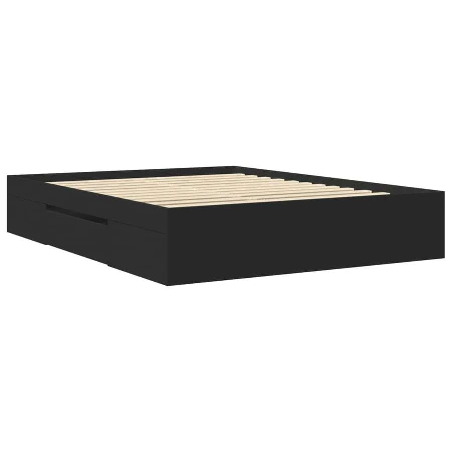 Cadre de lit sans matelas noir 150x200 cm bois d'ingénierie - 7