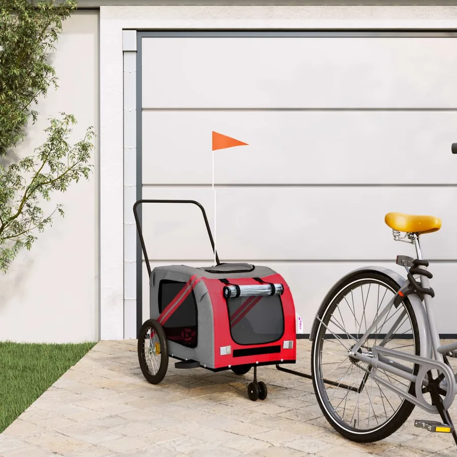 Remorque de vélo pour animaux de compagnie orange et gris