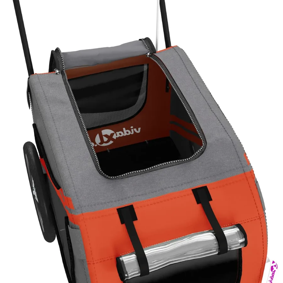 Remorque de vélo pour animaux de compagnie orange et gris - 10
