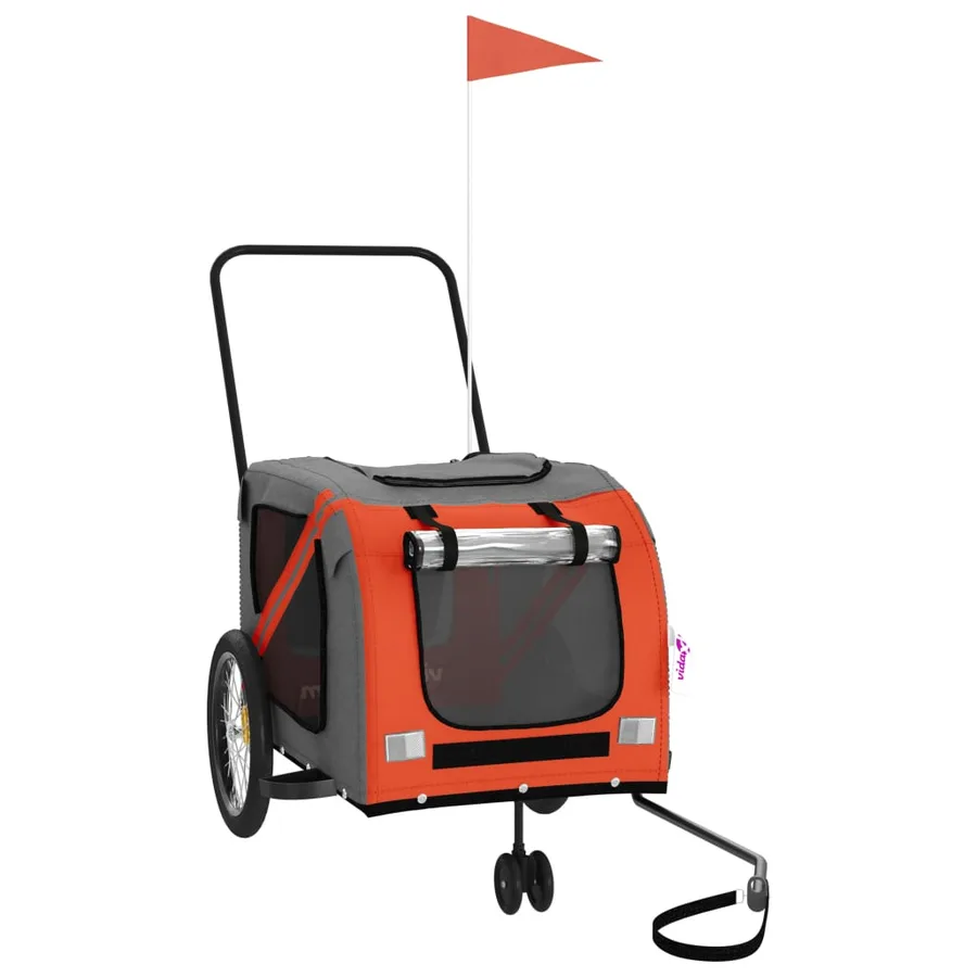 Remorque de vélo pour animaux de compagnie orange et gris - 2