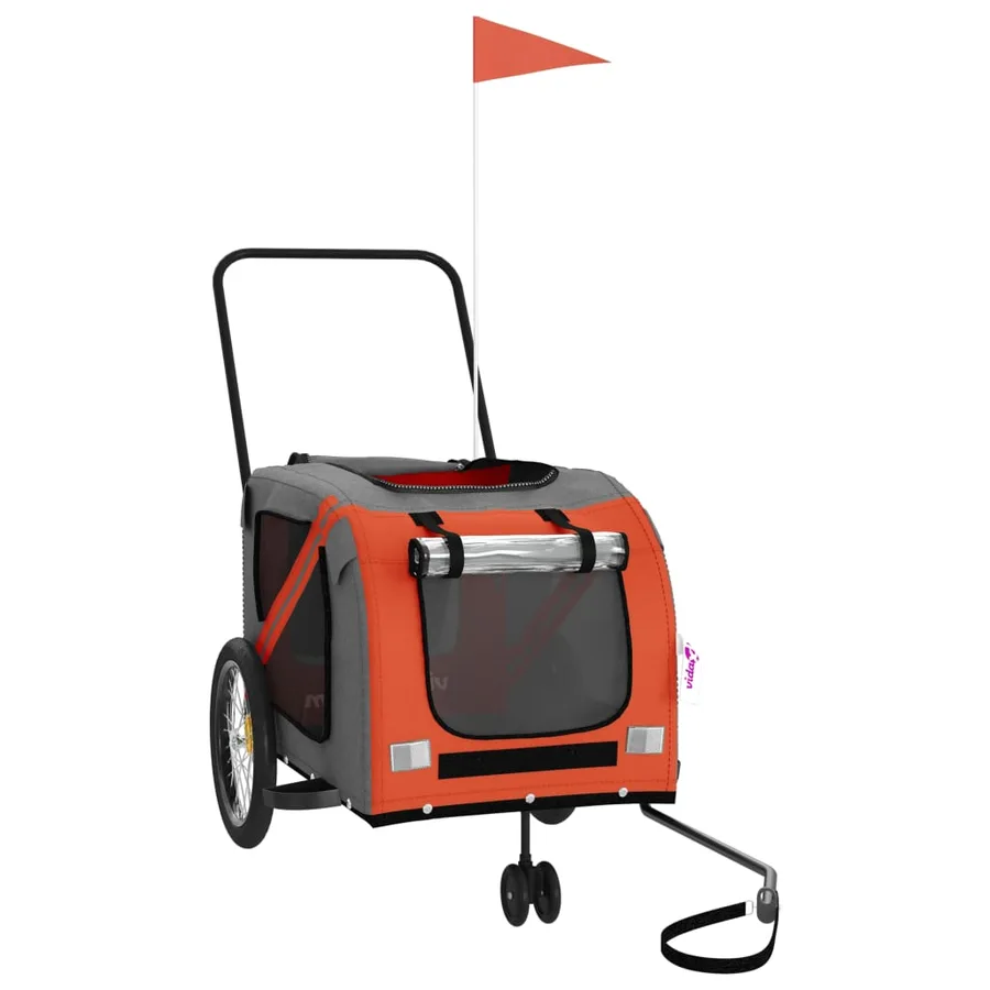 Remorque de vélo pour animaux de compagnie orange et gris - 3
