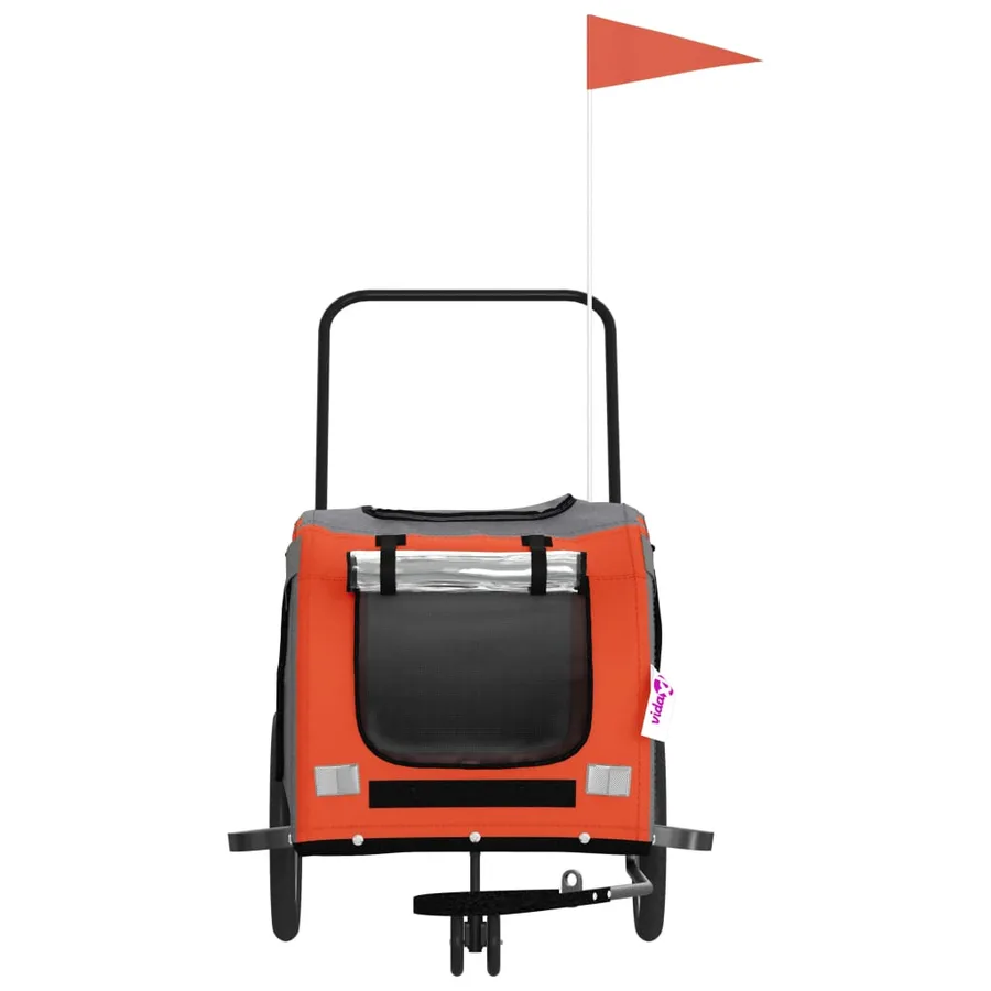 Remorque de vélo pour animaux de compagnie orange et gris - 4