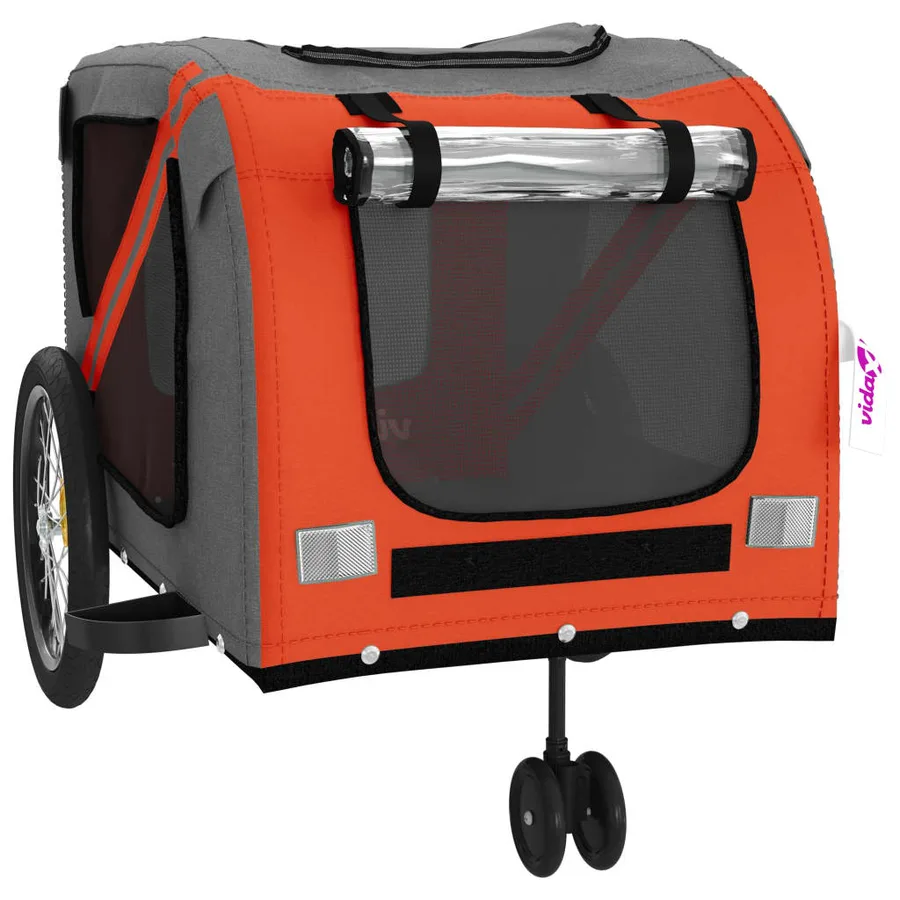 Remorque de vélo pour animaux de compagnie orange et gris - 5
