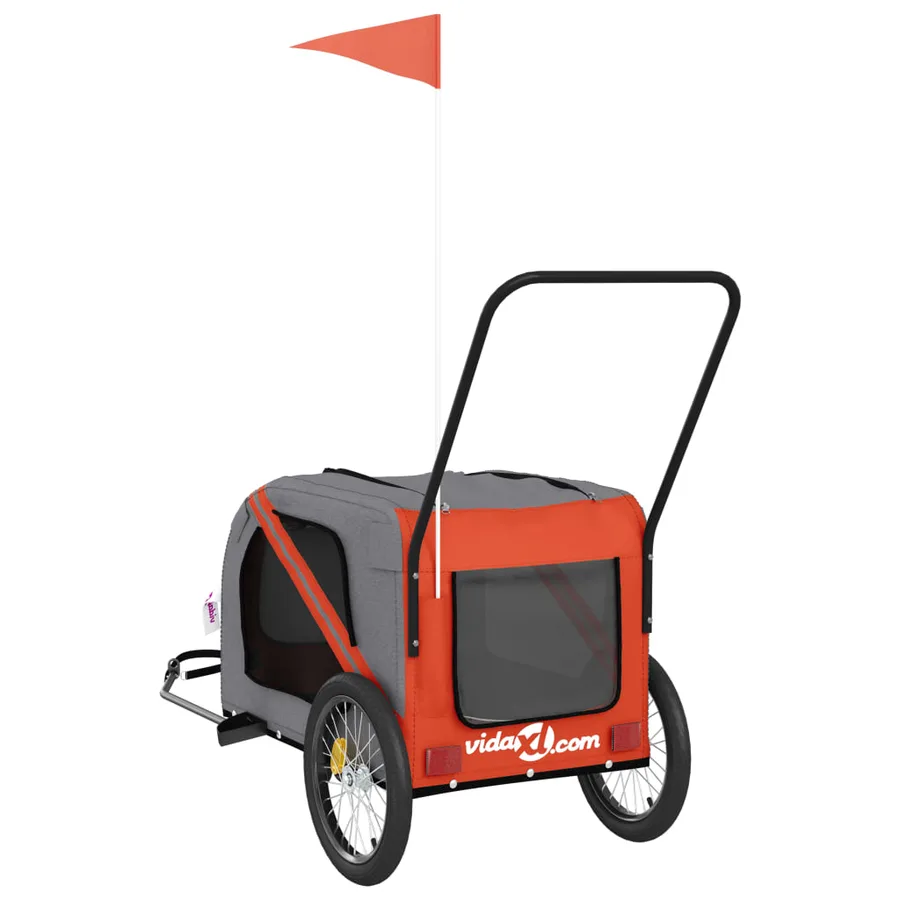 Remorque de vélo pour animaux de compagnie orange et gris - 8