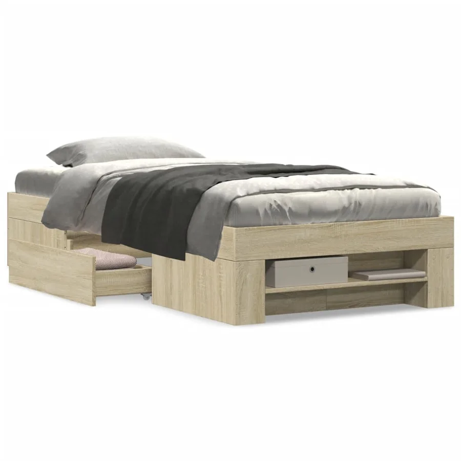 Cadre de lit sans matelas chêne sonoma 75x190 cm - 4
