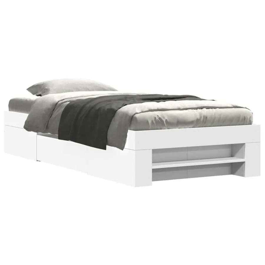 Cadre de lit sans matelas blanc 90x200 cm bois d'ingénierie - 2