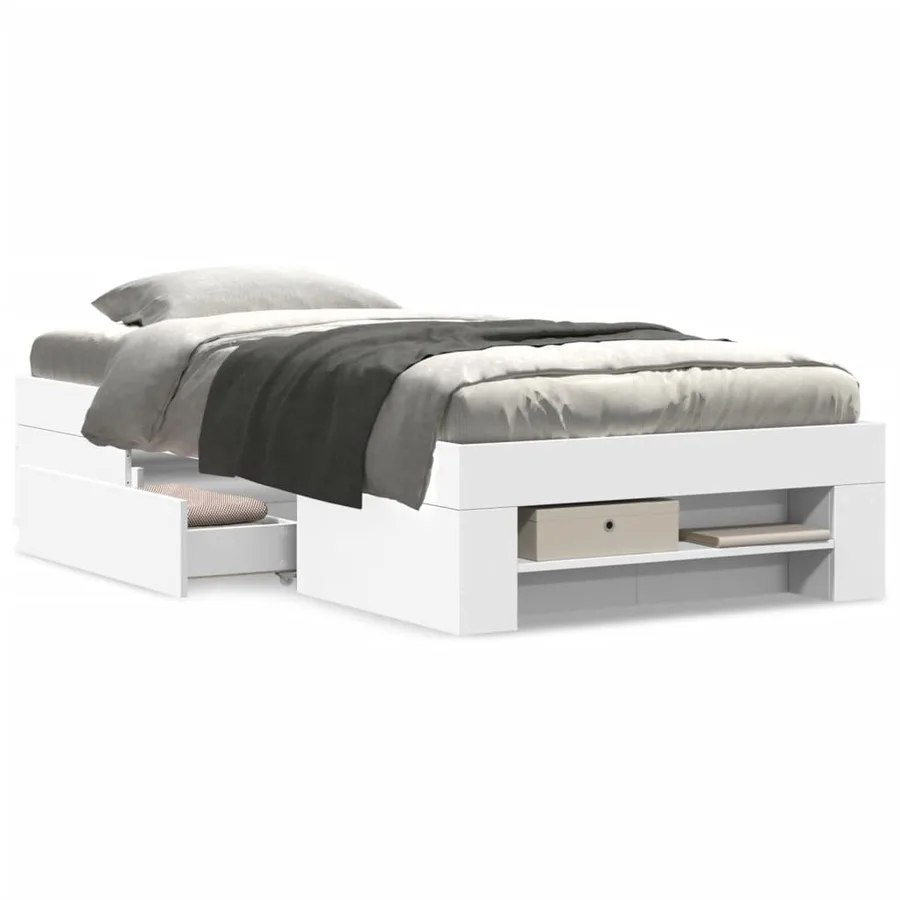 Cadre de lit sans matelas blanc 90x200 cm bois d'ingénierie - 4