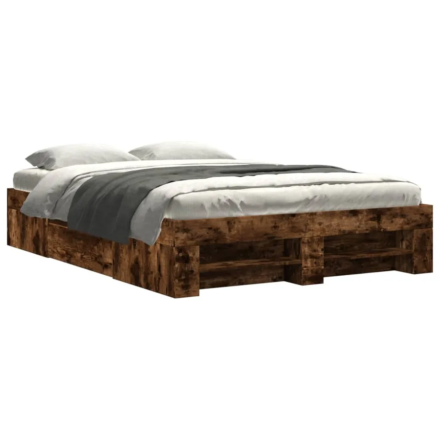 Cadre de lit sans matelas chêne fumé 140x190 cm bois ingénierie - 2