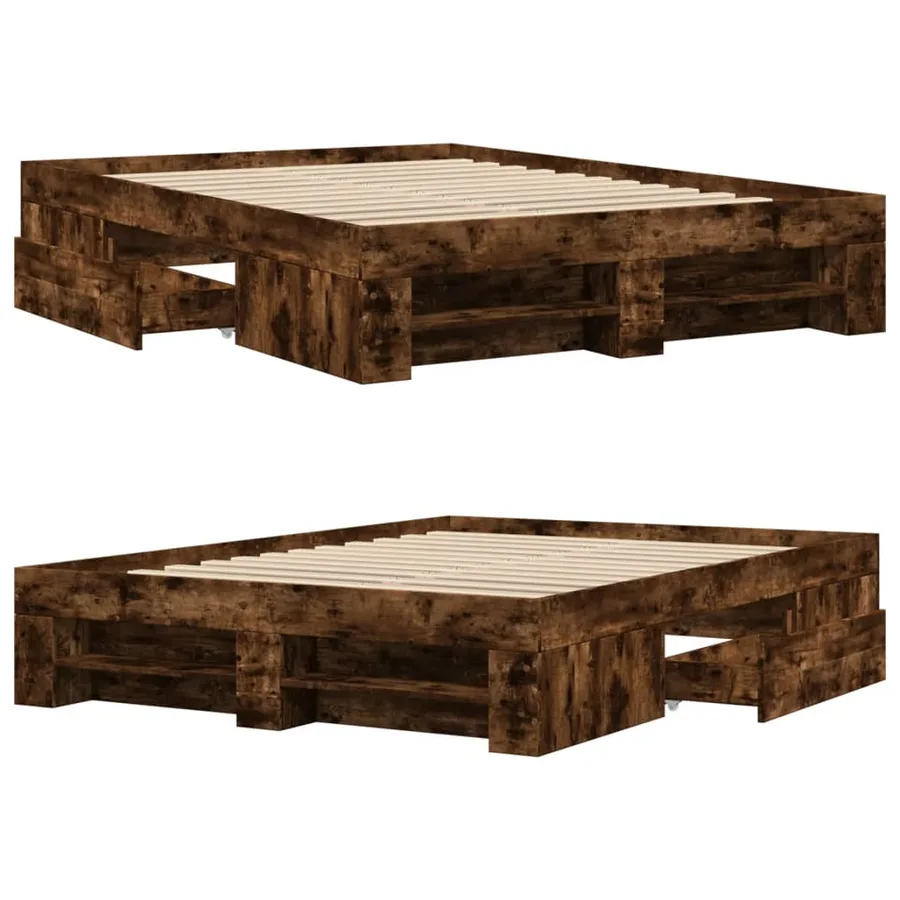 Cadre de lit sans matelas chêne fumé 140x190 cm bois ingénierie - 8