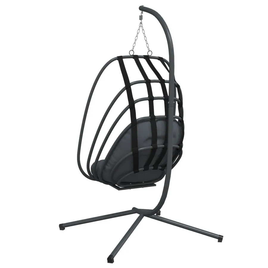 Fauteuil suspendu en forme d'œuf avec support en acier anthracite - 6