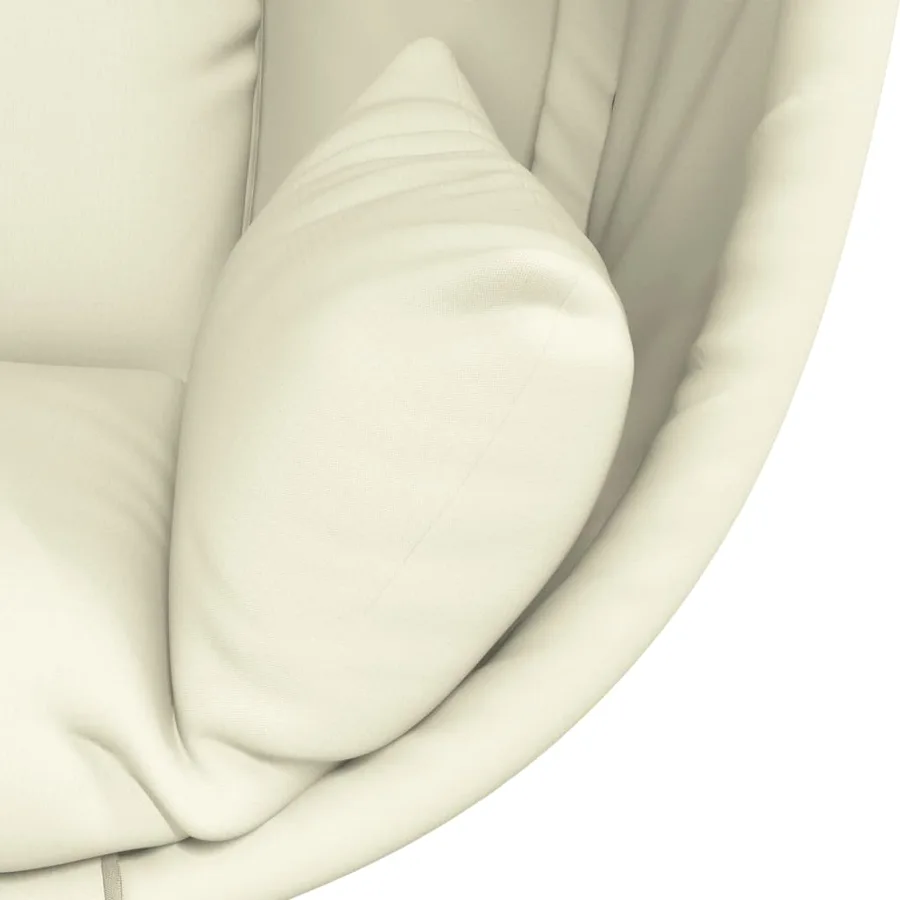 Chaise suspendue en forme d'œuf et support beige tissu et acier - 7