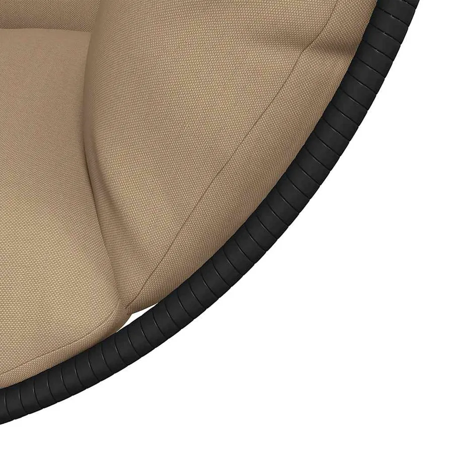 Chaise suspendue en forme d'œuf et support taupe rotin et acier - 7