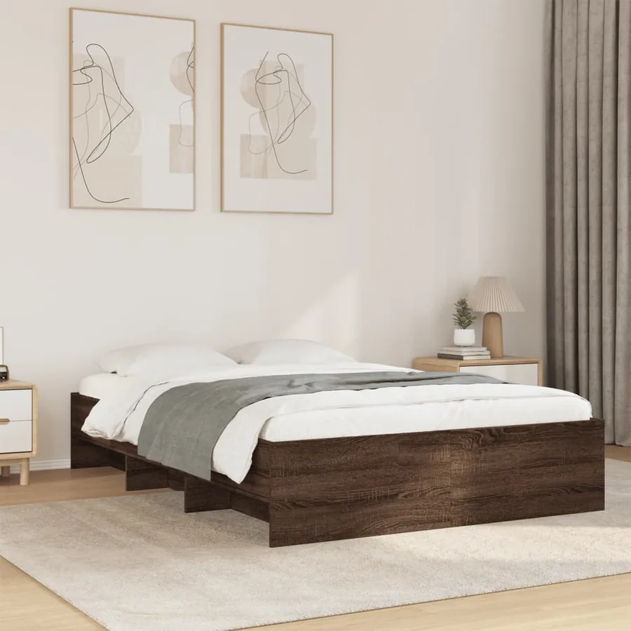Cadre de lit sans matelas chêne marron 140x190 cm