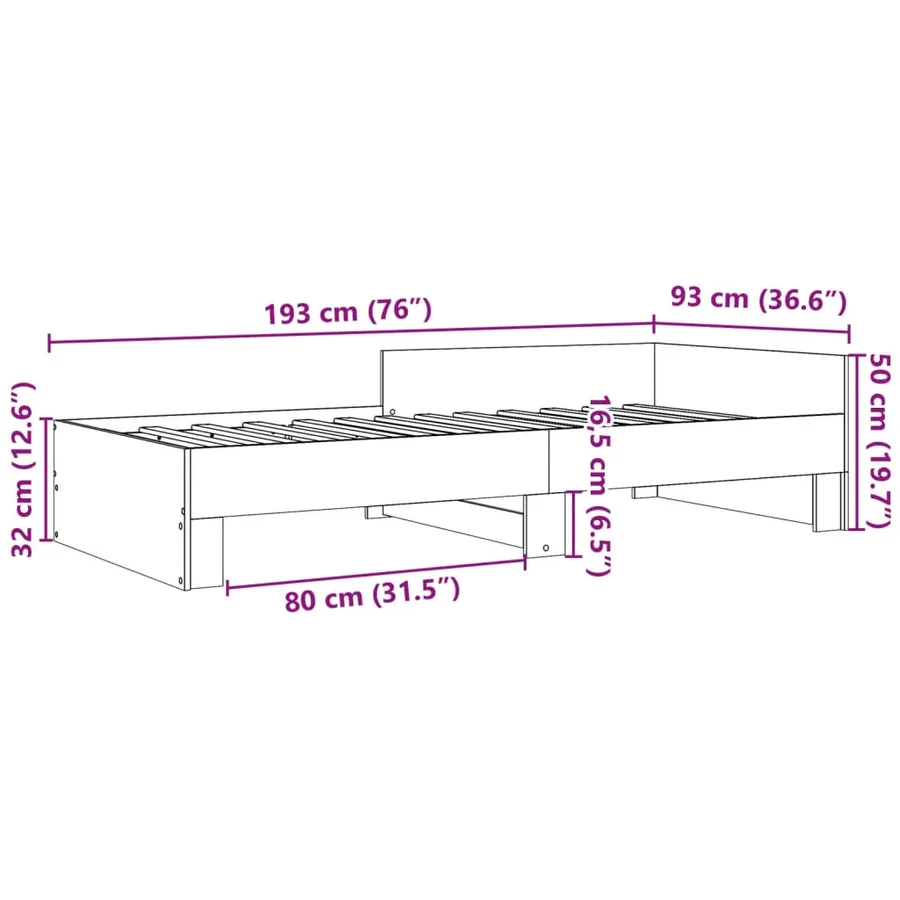 Cadre de lit sans matelas sonoma gris 90x190 cm - 9