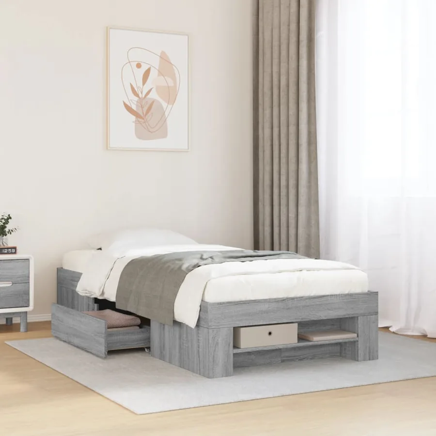 Cadre de lit sans matelas sonoma gris 100x200 cm