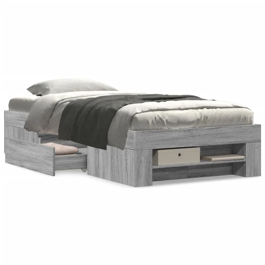 Cadre de lit sans matelas sonoma gris 100x200 cm - 4