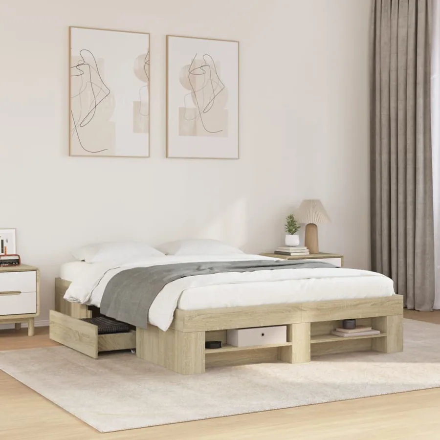 Cadre de lit sans matelas chêne sonoma 140x190 cm
