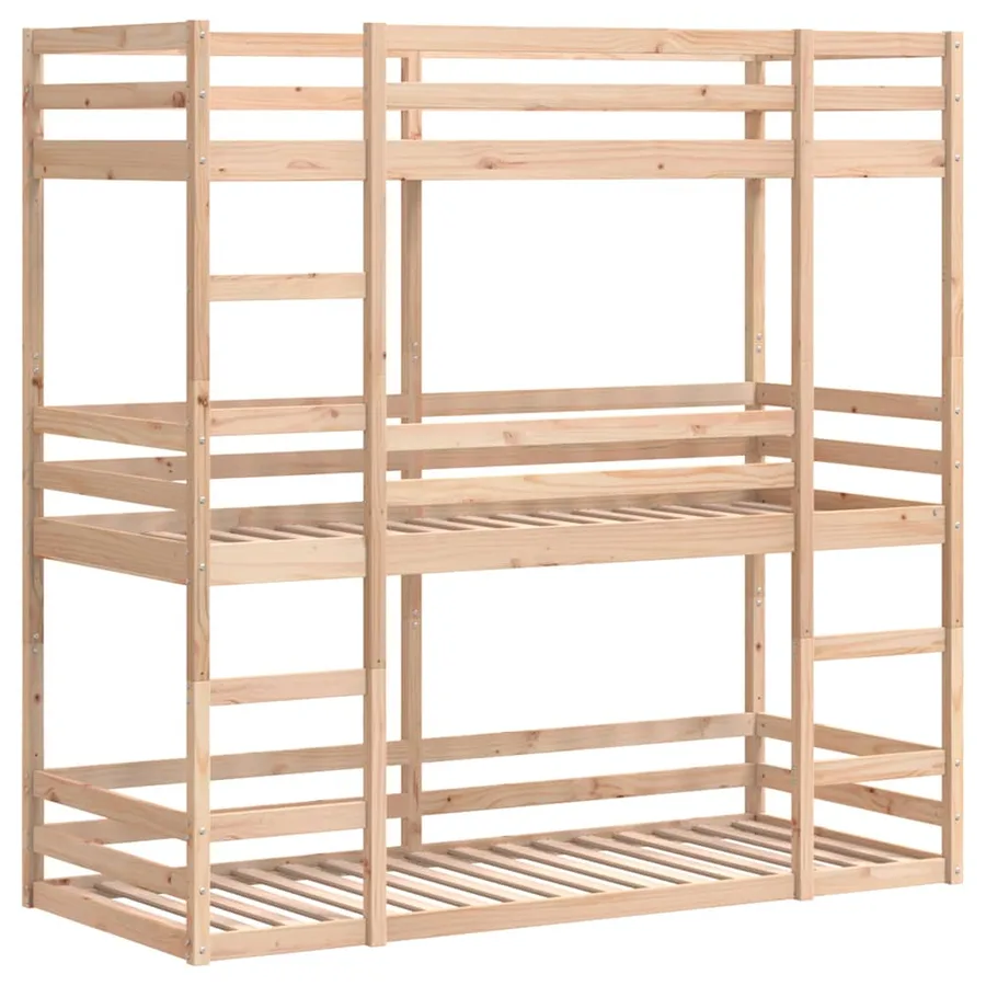 Lit superposé triple sans matelas 90x190 cm bois de pin massif - 3