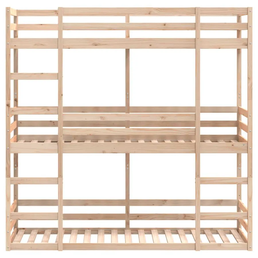 Lit superposé triple sans matelas 90x190 cm bois de pin massif - 5