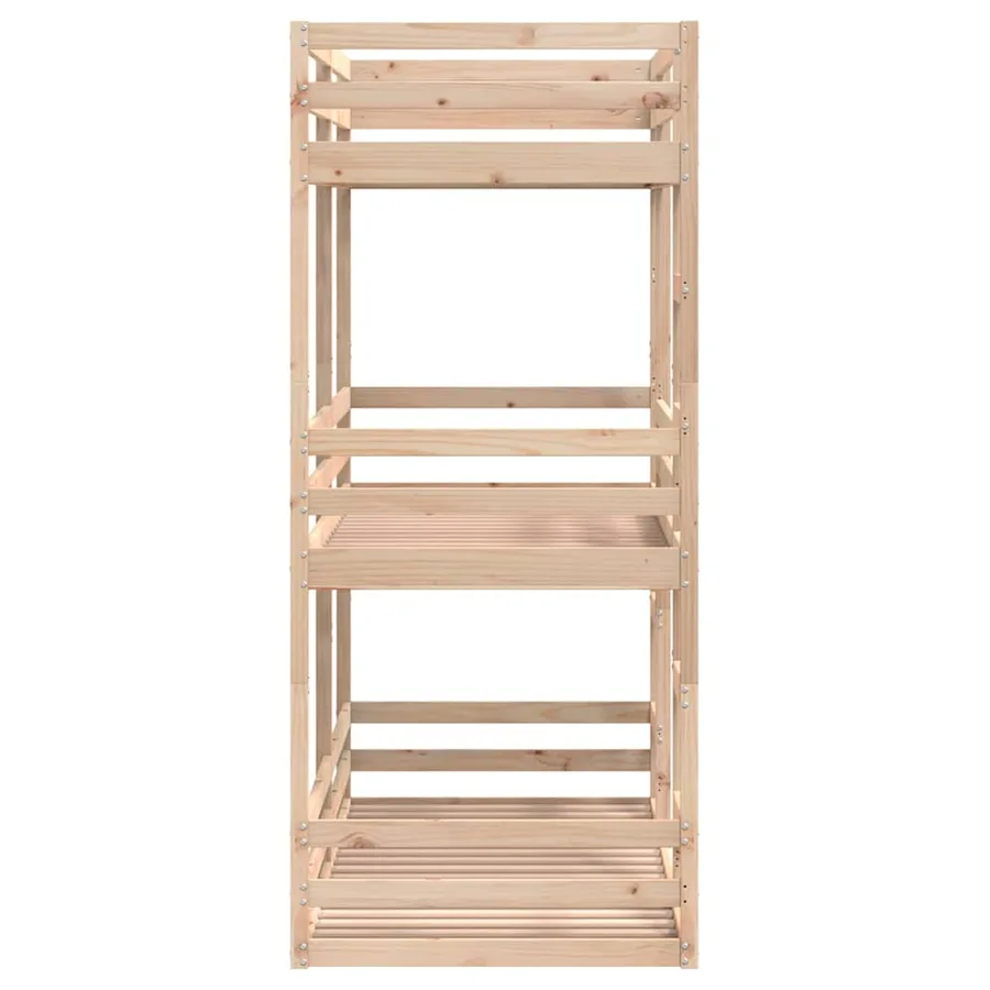 Lit superposé triple sans matelas 90x190 cm bois de pin massif - 6