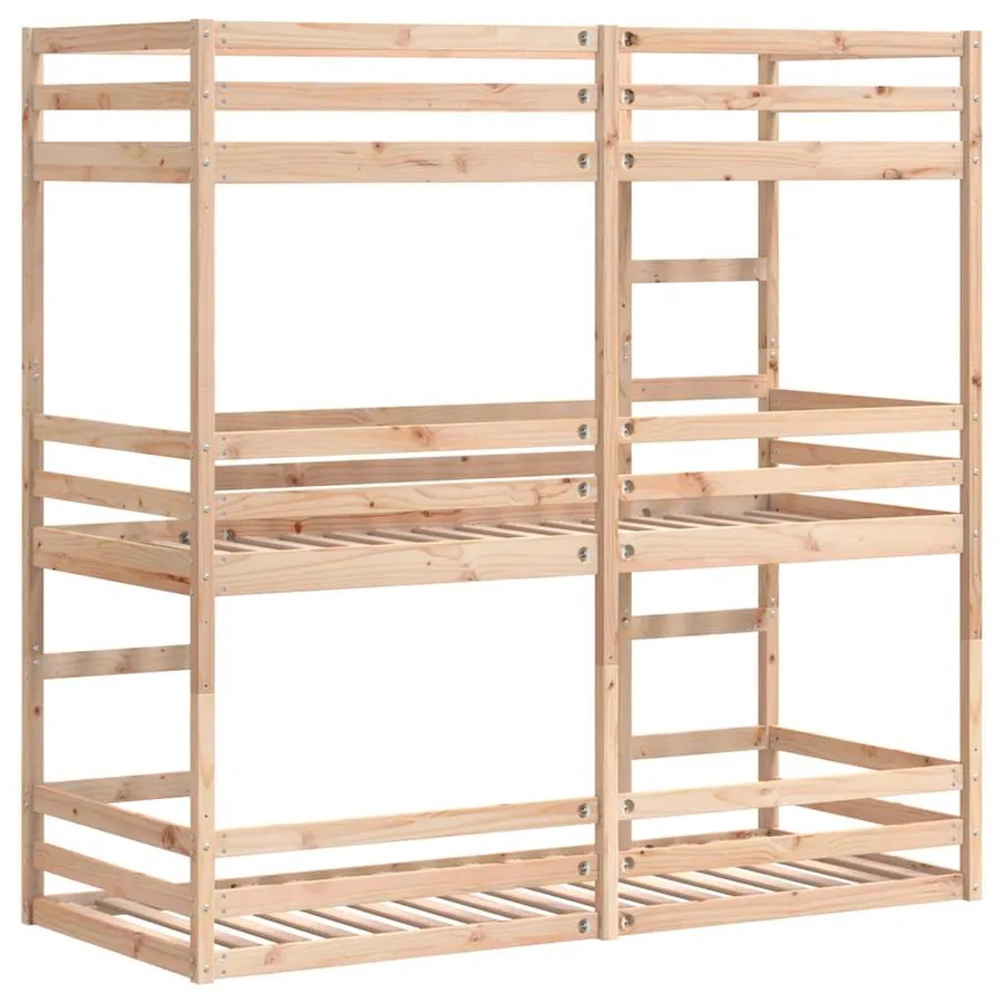 Lit superposé triple sans matelas 90x190 cm bois de pin massif - 7
