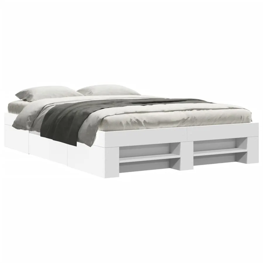 Cadre de lit sans matelas blanc 140x190 cm bois d'ingénierie - 2