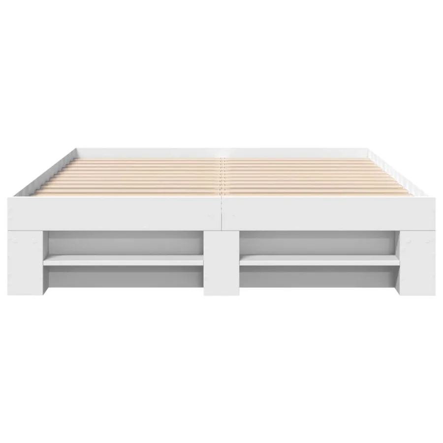 Cadre de lit sans matelas blanc 140x190 cm bois d'ingénierie - 5