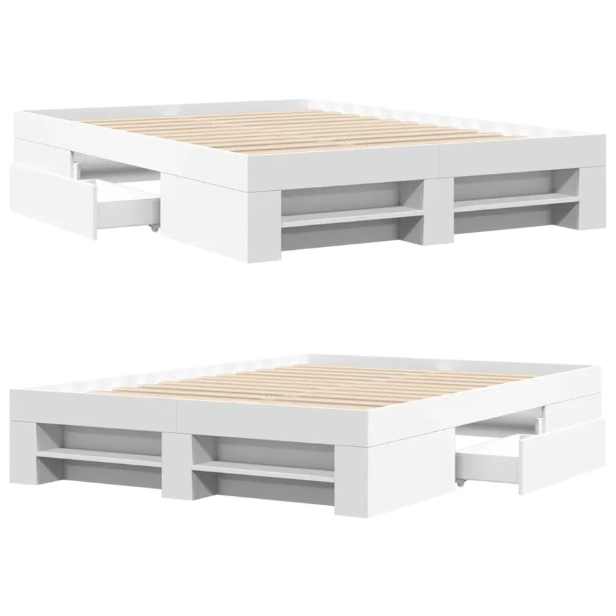 Cadre de lit sans matelas blanc 140x190 cm bois d'ingénierie - 8
