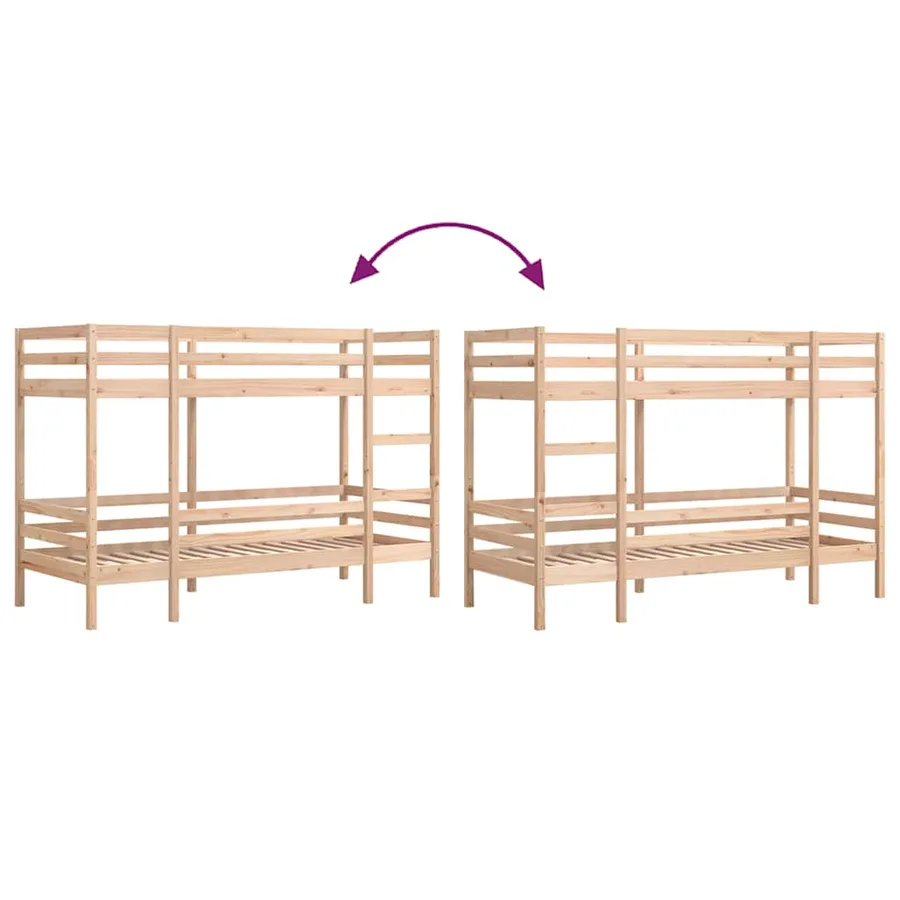 Lit superposé sans matelas 80x200 cm bois de pin massif - 8