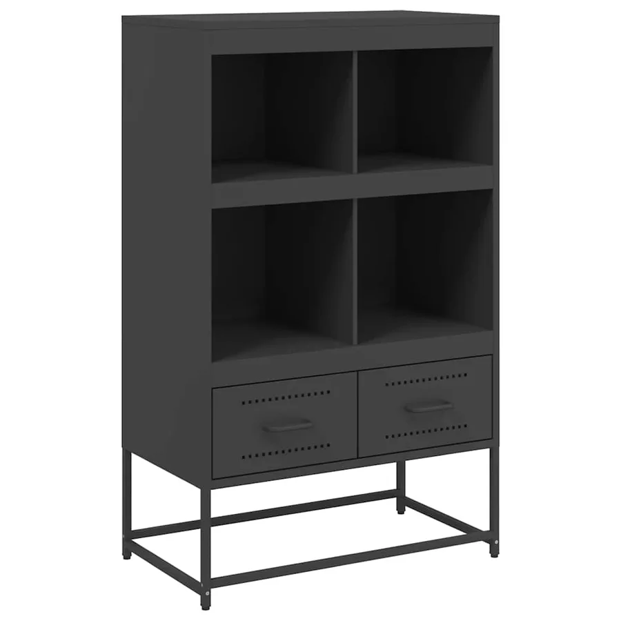 Buffet haut noir 68x39x111,5 cm acier - 2