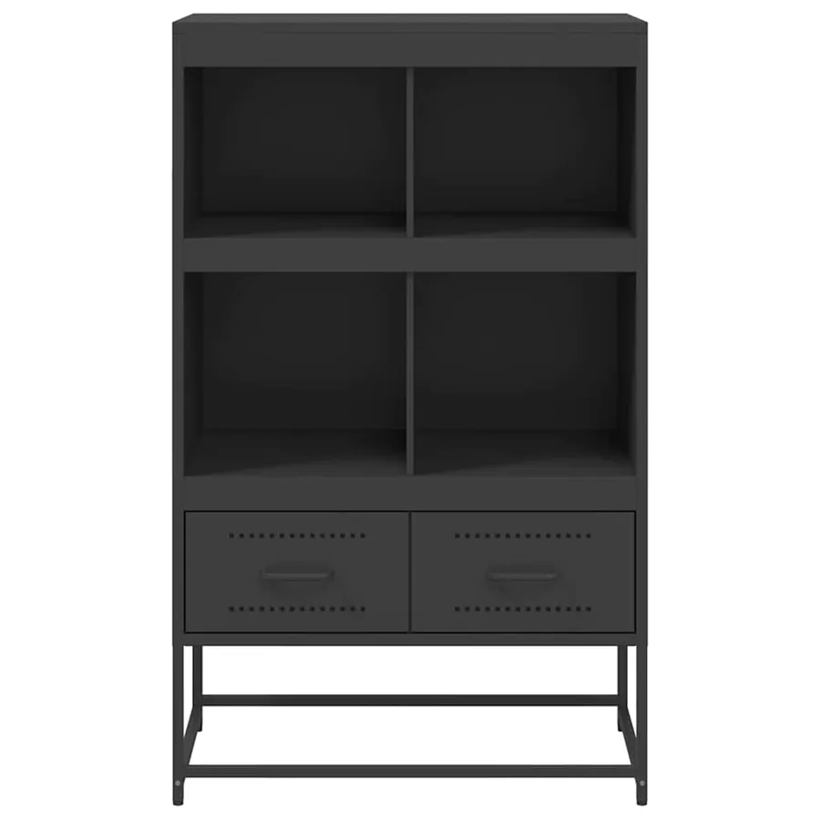 Buffet haut noir 68x39x111,5 cm acier - 4