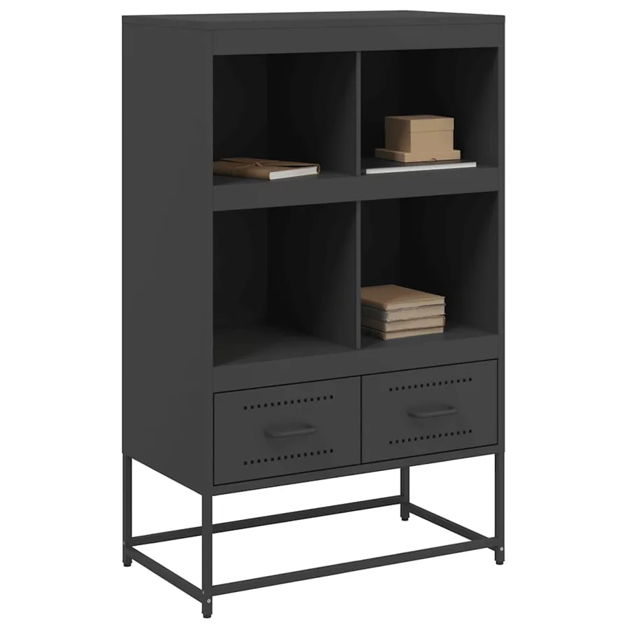 Buffet haut noir 68x39x111,5 cm acier - 7