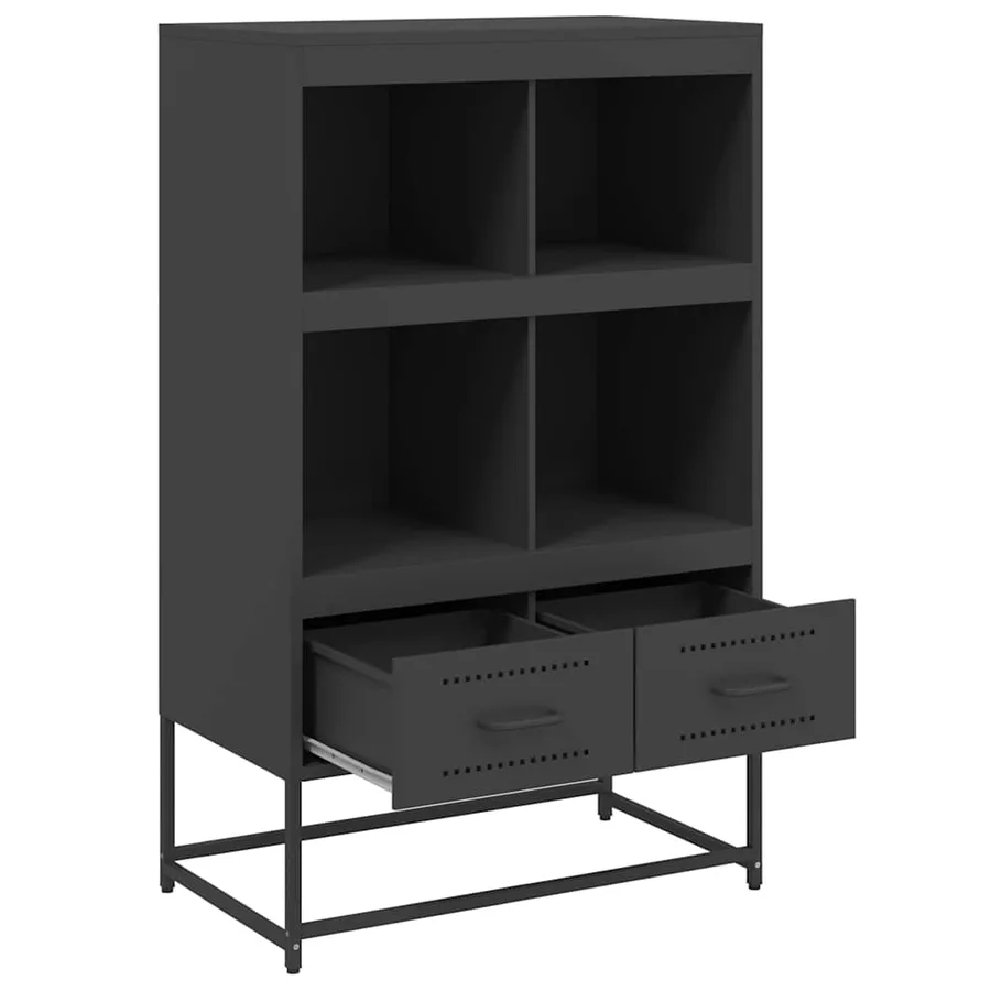 Buffet haut noir 68x39x111,5 cm acier - 8