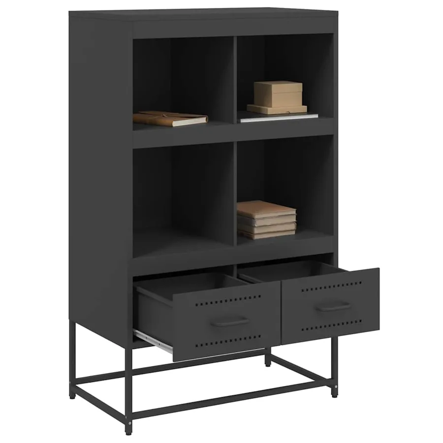 Buffet haut noir 68x39x111,5 cm acier - 9