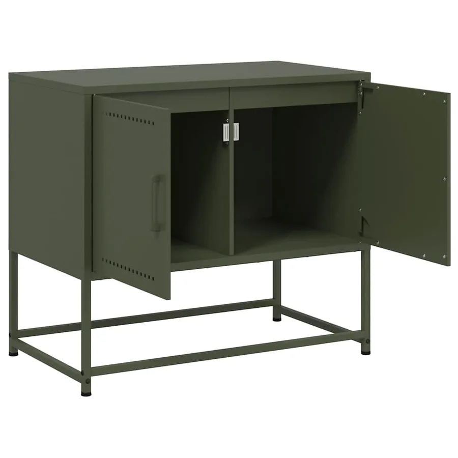 Meuble TV vert olive 68,5x39x60,5 cm acier - 9