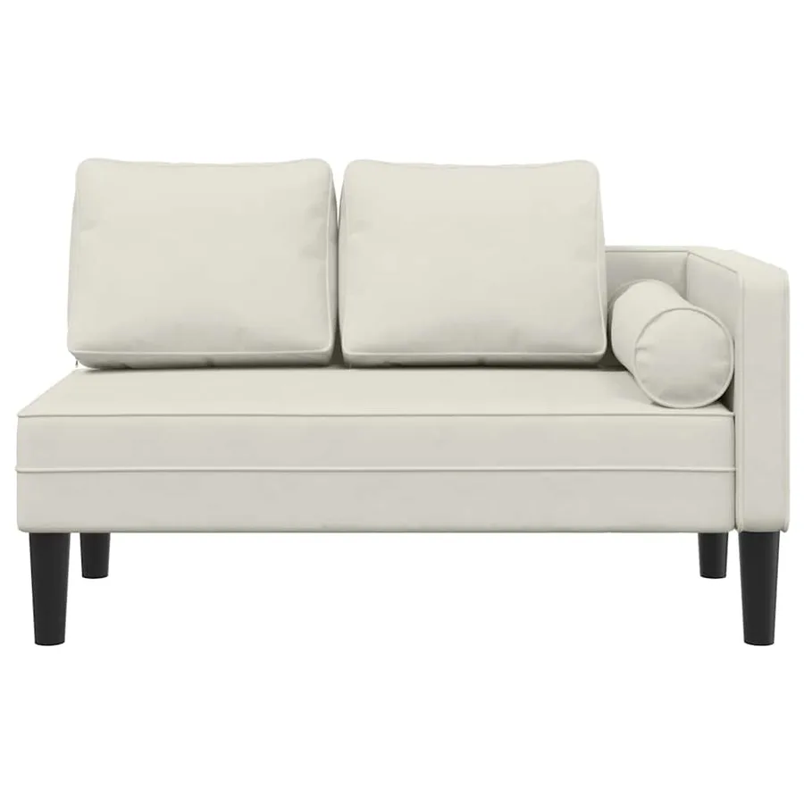 Chaise longue avec coussins crème velours - 3