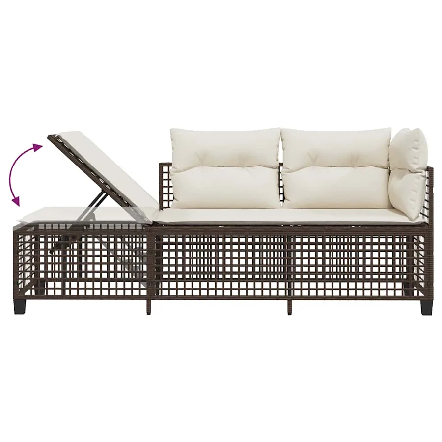Salon de jardin d'angle et coussins 3 pcs marron résine tressée - 10