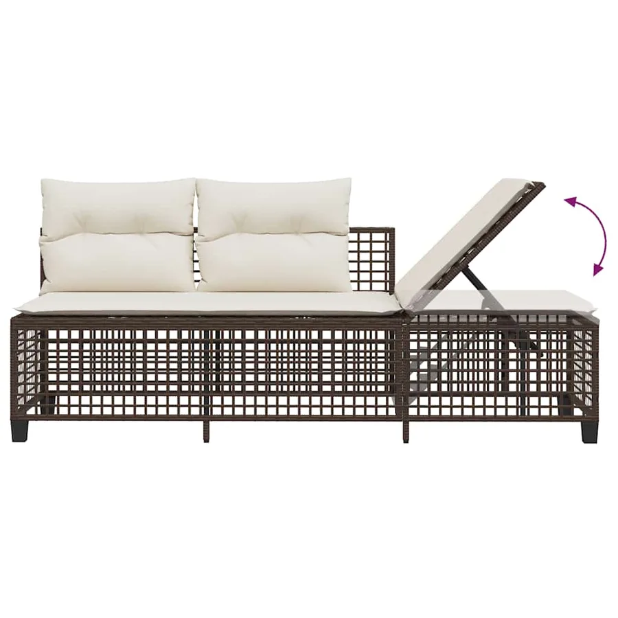 Salon de jardin d'angle et coussins 3 pcs marron résine tressée - 11