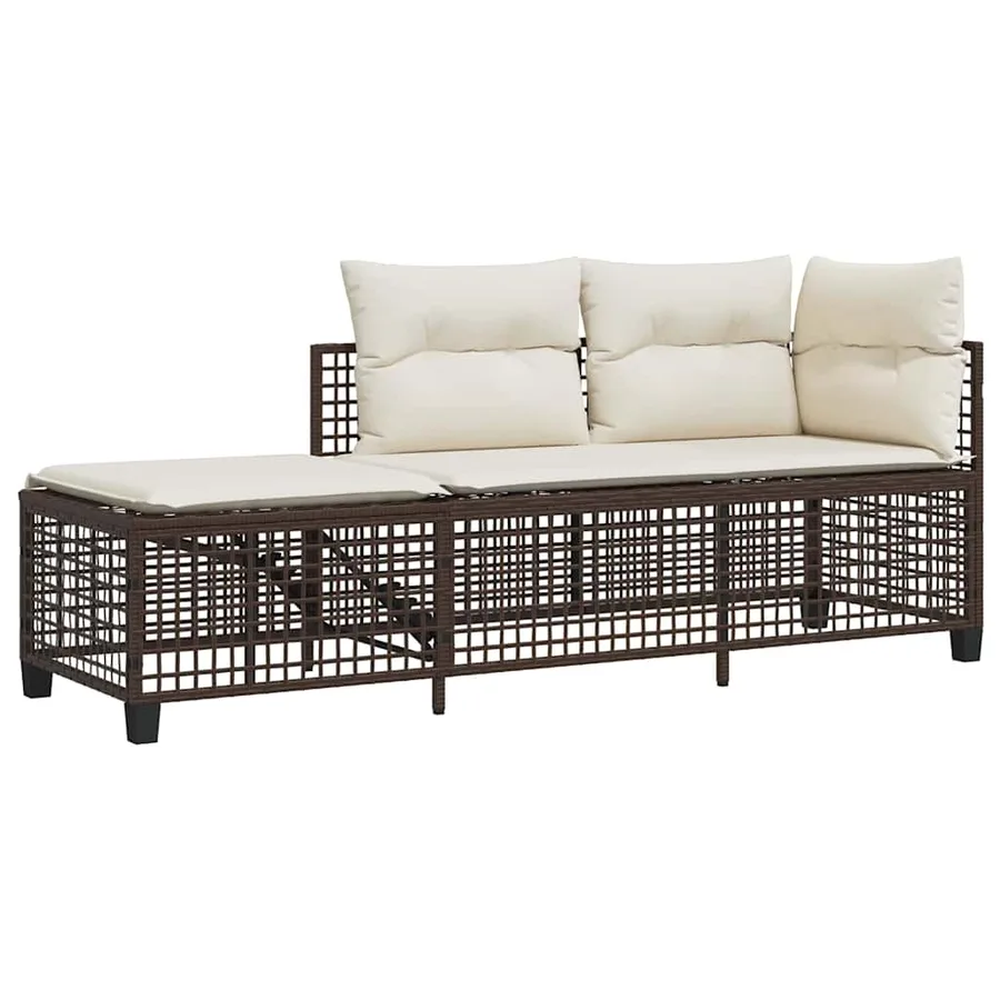 Salon de jardin d'angle et coussins 3 pcs marron résine tressée - 4