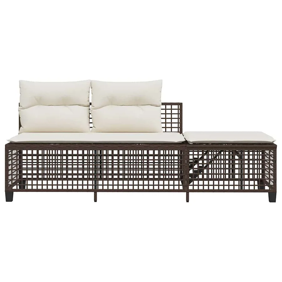 Salon de jardin d'angle et coussins 3 pcs marron résine tressée - 7