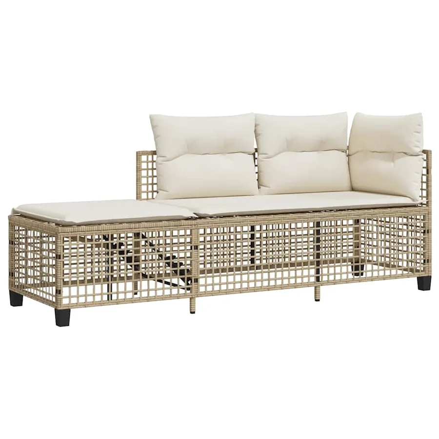Salon de jardin d'angle avec coussins 3pcs beige résine tressée - 4